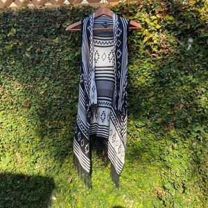 Black and white boho sweater vest